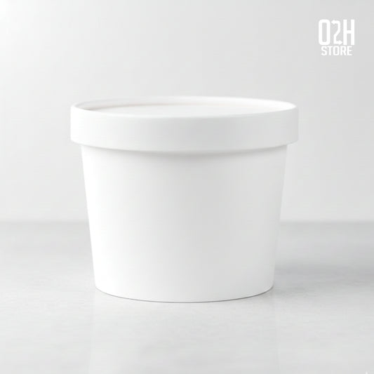 (750 ml) Premium white paper container with lid - leak proof
