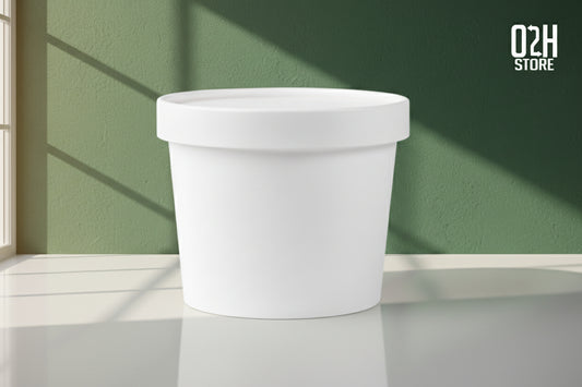 (1000 ml) Premium white paper container with lid - leak proof