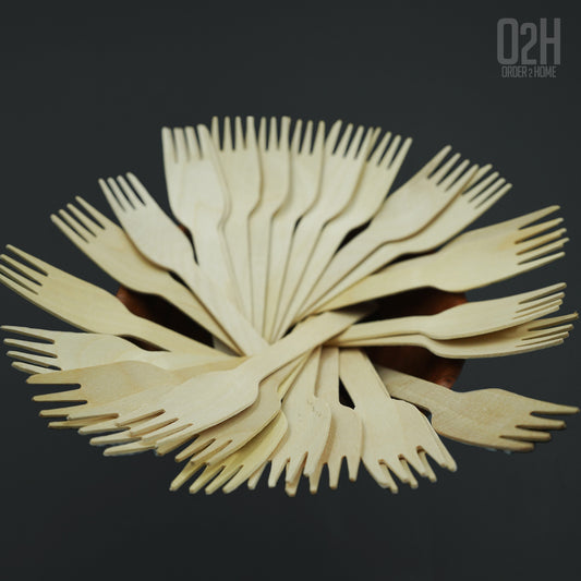 140mm Disposable Wooden Forks – 100 pcs