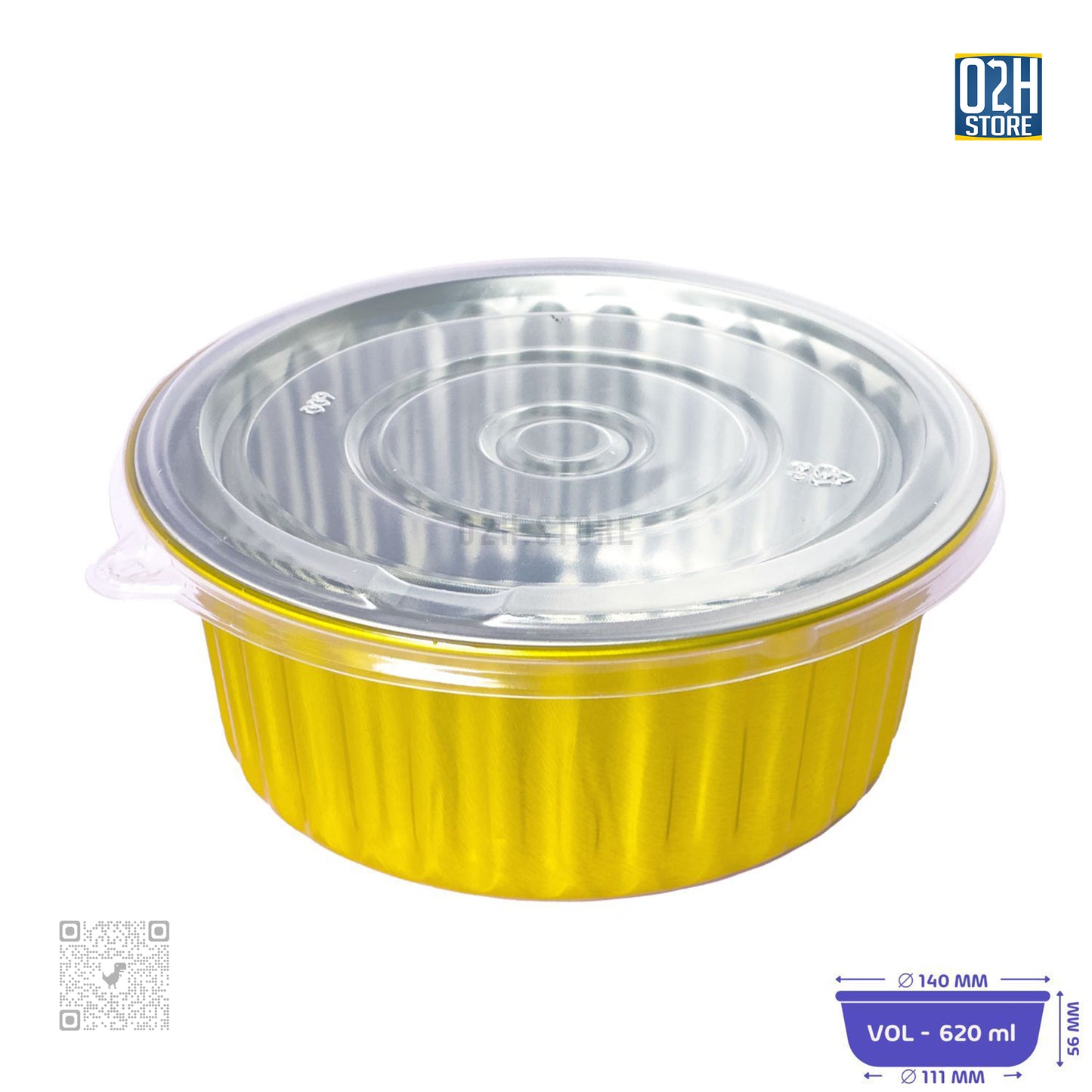 Premium Gold Foil Containers 630ml – 500 pcs