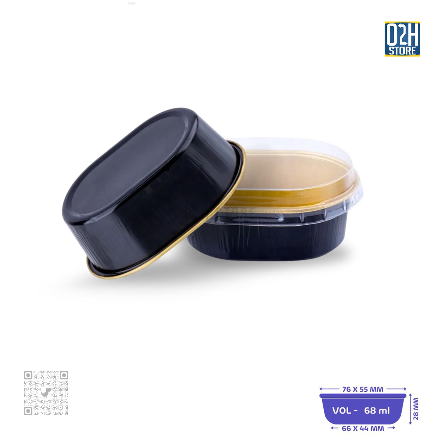 Black Oval Food Containers 68ml – 2000 pcs