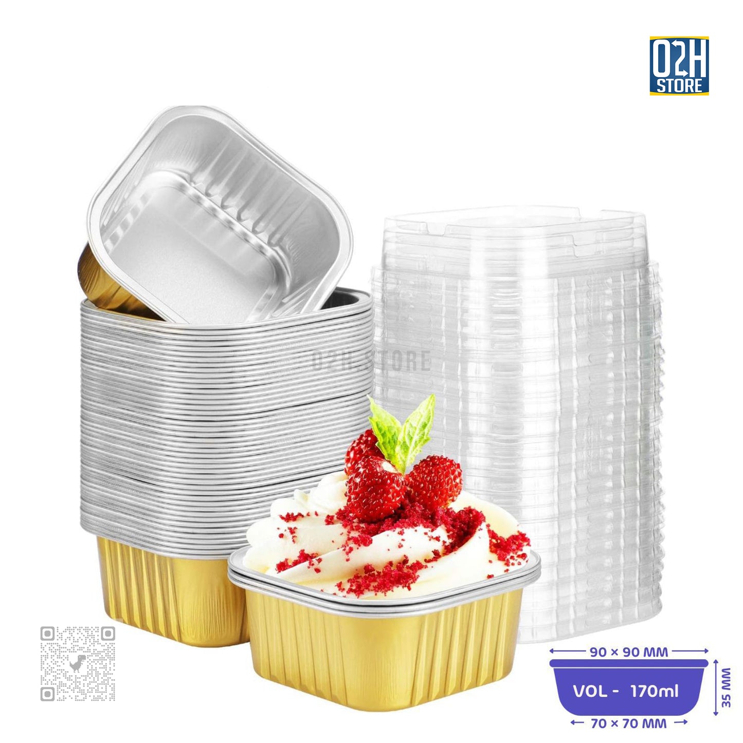 Square Gold Food Trays 170ml – Bulk of 2000