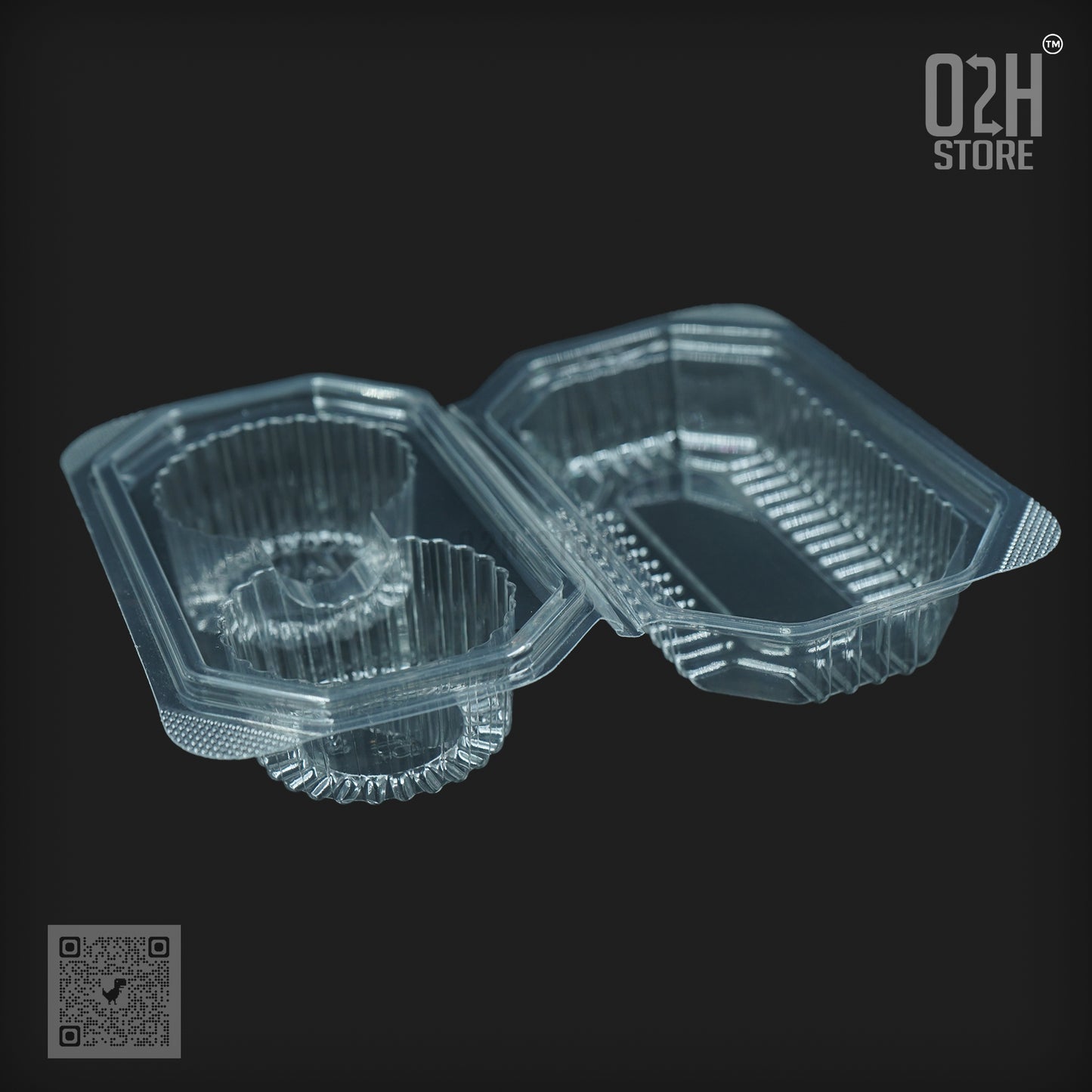 2 Compartment Clear Muffin Hinged Box