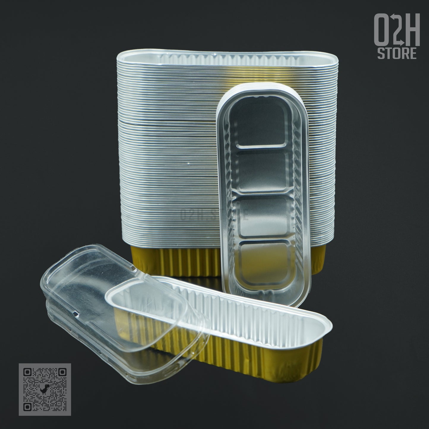 200 ml Boat-Shaped Gold Base Aluminium Containers with Lid