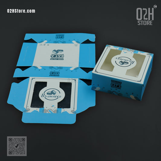 Premium Brownie Box Blue ( L:9, W:9, H:4 cm )