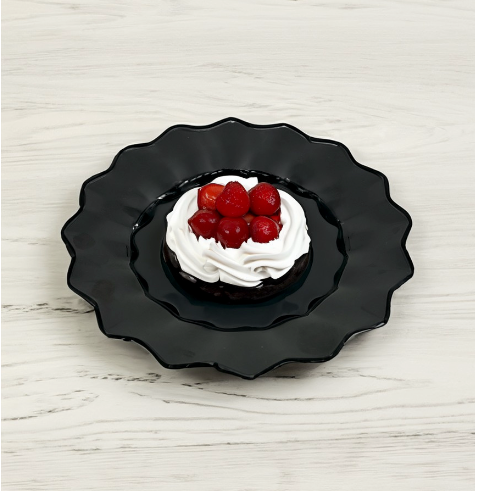 6x6 Flower Dessert Plate β Black/Clear