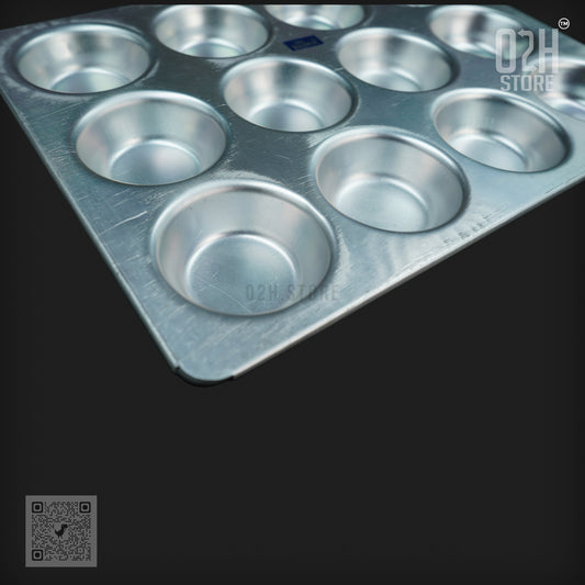 12-Cup Aluminium Muffin Tray – Durable Bakeware