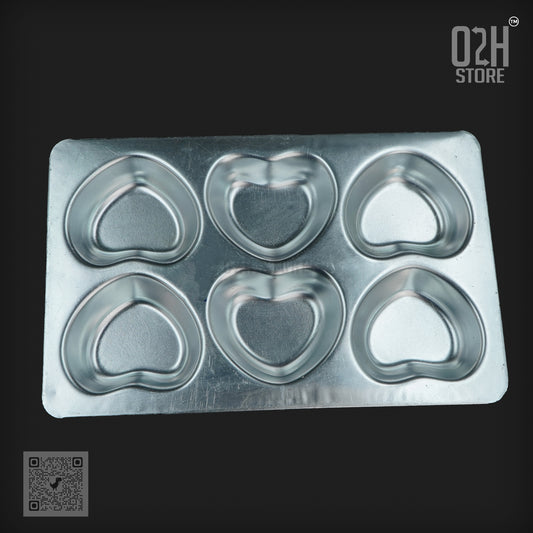 6 -Cavity Mini Heart Muffin Tray – Aluminium