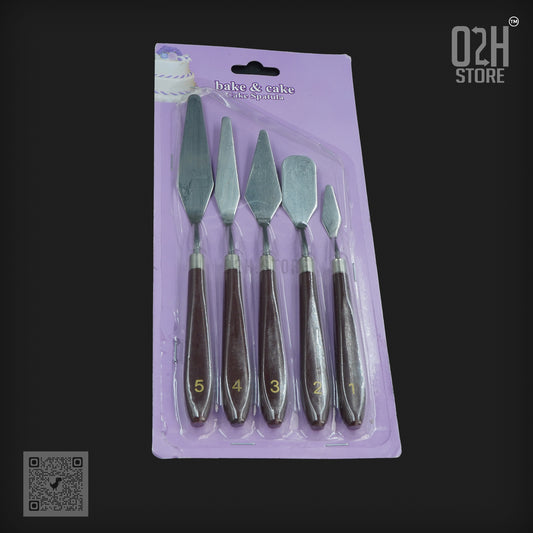 Set of 5 Palette Knives – Steel & Brown Handle
