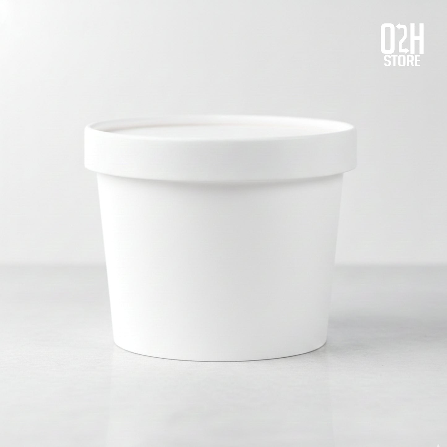 (400 ml) Premium white paper container with lid - leak proof