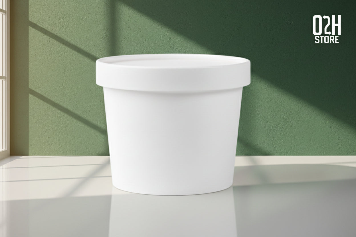 (400 ml) Premium white paper container with lid - leak proof
