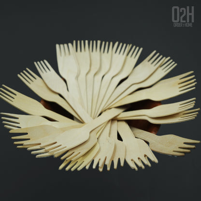 160mm Wooden Forks – Disposable Pack of 100