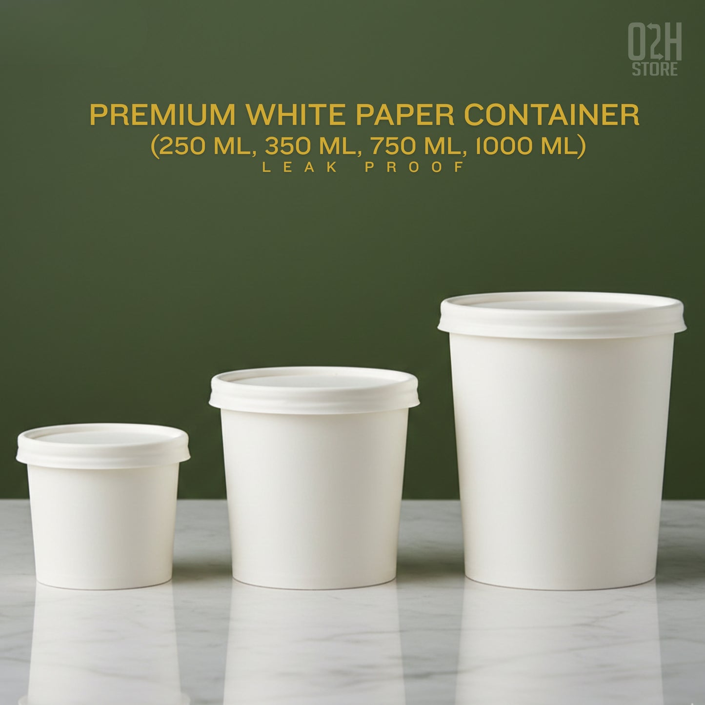 (400 ml) Premium white paper container with lid - leak proof