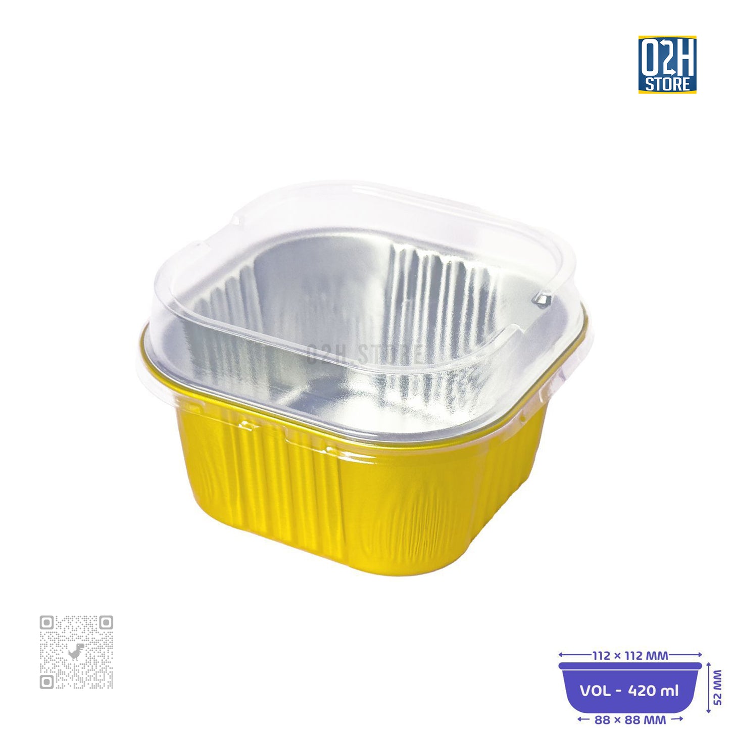 420ml Gold Square Containers with Lid – 500 pcs