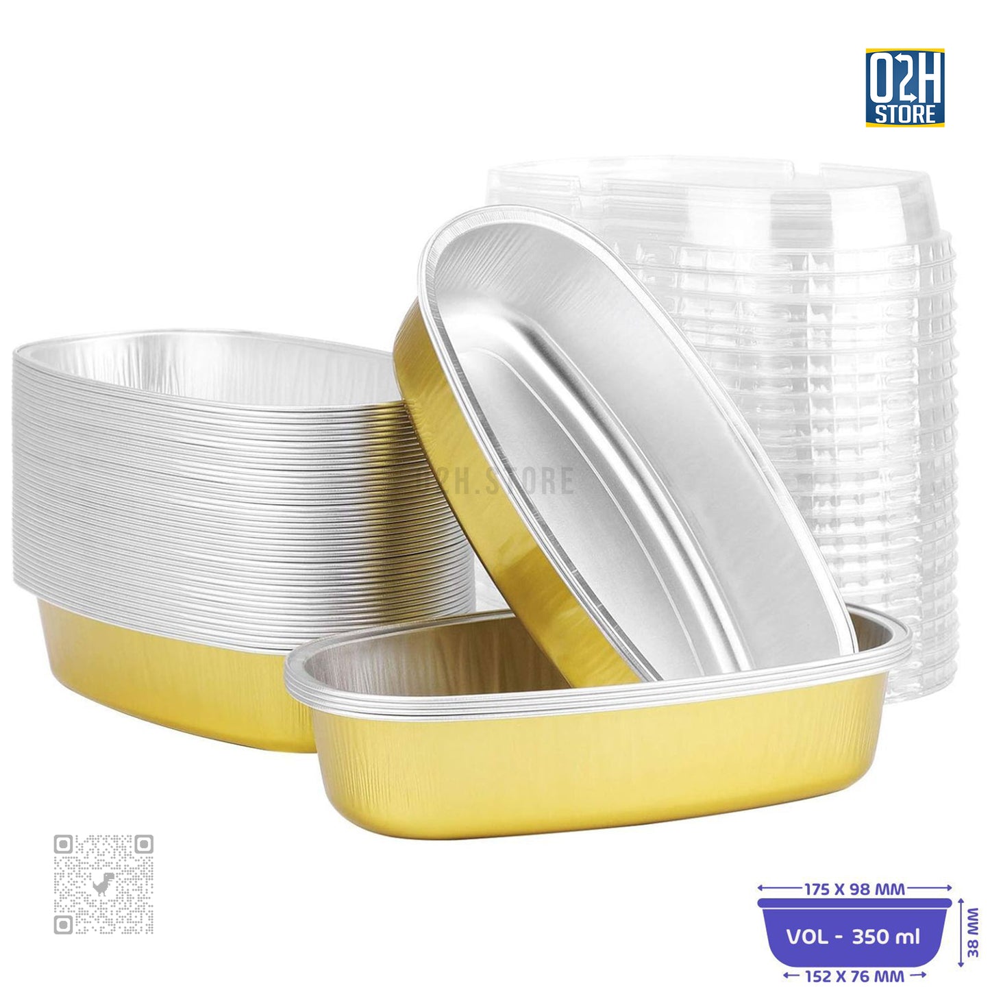 Gold Base Oval Containers 350ml – Pack of 1000