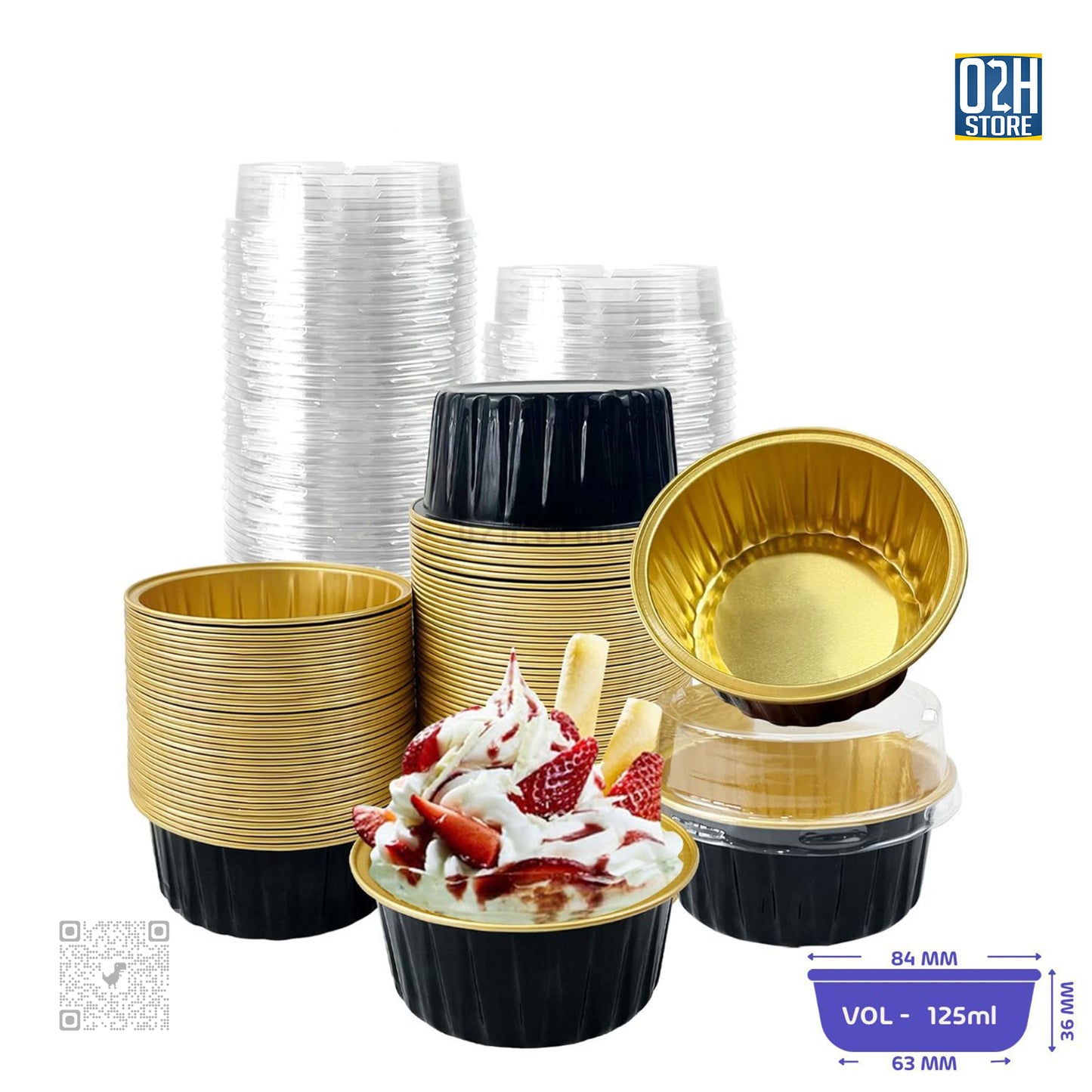 125ml Black Foil Containers with Lid – 2000