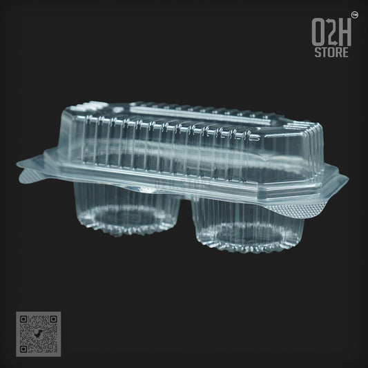 2 Compartment Clear Muffin Hinged Box