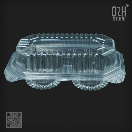 2 Compartment Clear Muffin Hinged Box