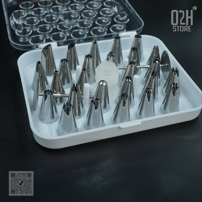 29-Pcs Steel Nozzle Set with Rose Nail for Icing