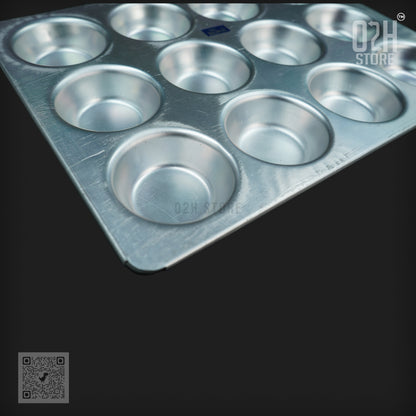 12-Cup Aluminium Muffin Tray – Durable Bakeware