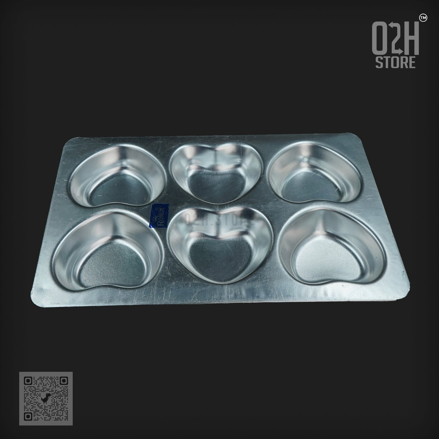 6 -Cavity Mini Heart Muffin Tray – Aluminium