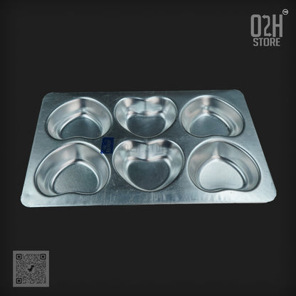 6 -Cavity Mini Heart Muffin Tray – Aluminium