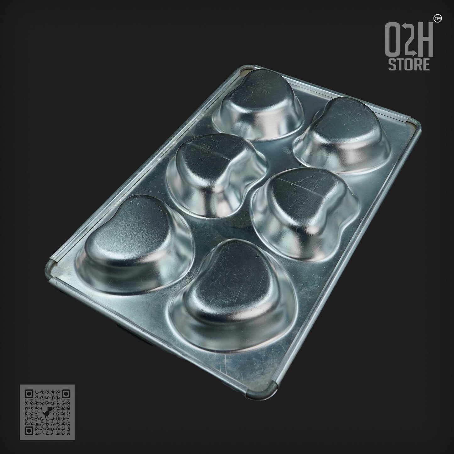 6 -Cavity Mini Heart Muffin Tray – Aluminium