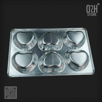 6 -Cavity Mini Heart Muffin Tray – Aluminium