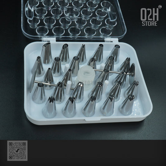 29-Pcs Steel Nozzle Set with Rose Nail for Icing