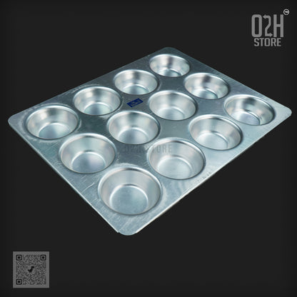 12-Cup Aluminium Muffin Tray – Durable Bakeware