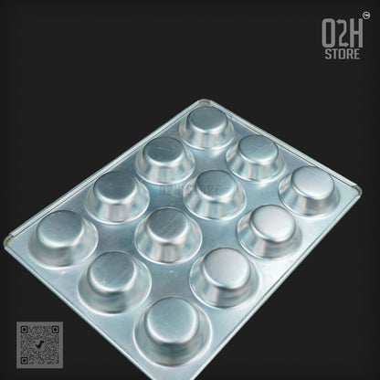 12-Cup Aluminium Muffin Tray – Durable Bakeware