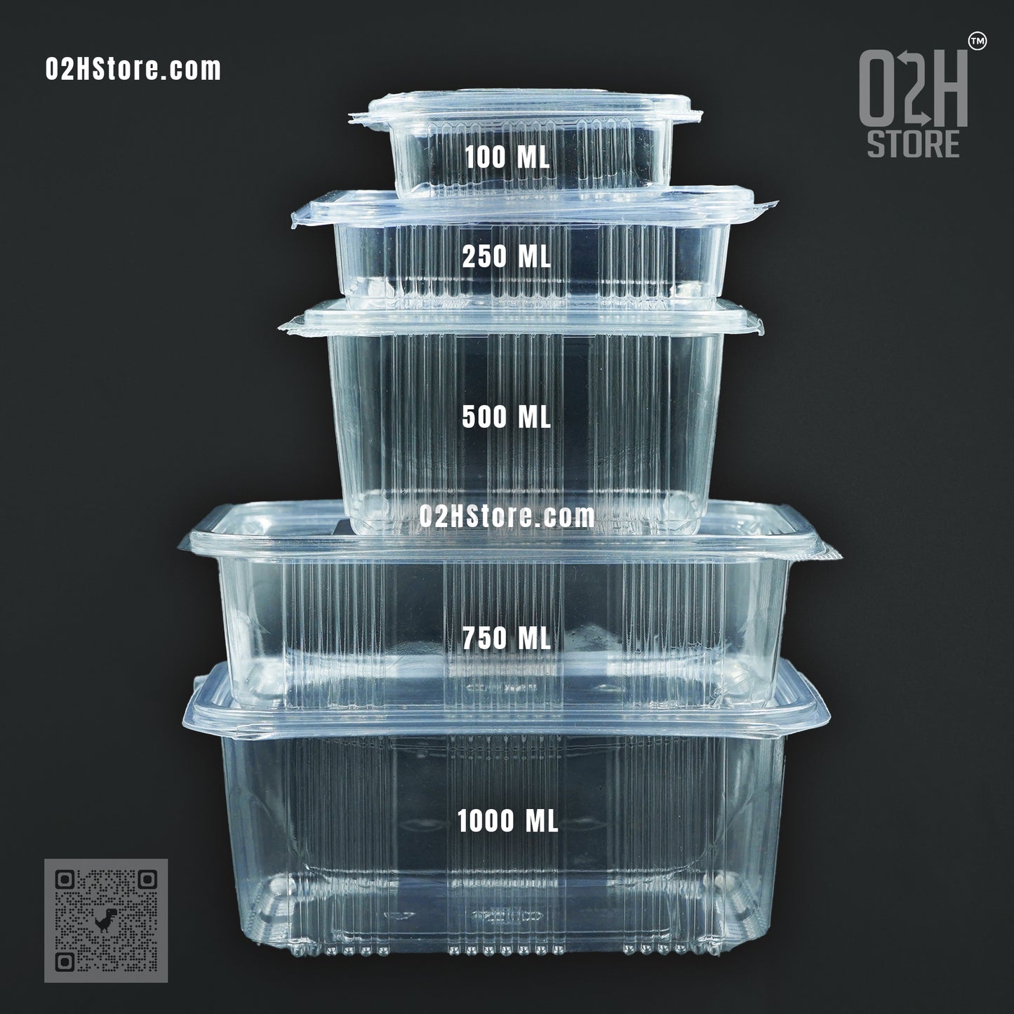 750ml Transparent Flat Hinged Box